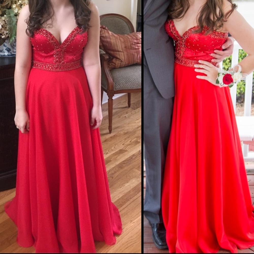 SHERRI HILL #32071 Red Prom Dress
